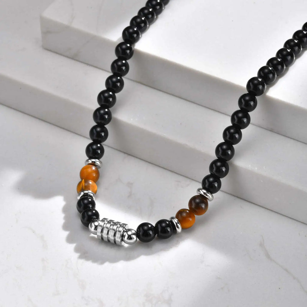 Collier oeil de tigre boucle OT vintage