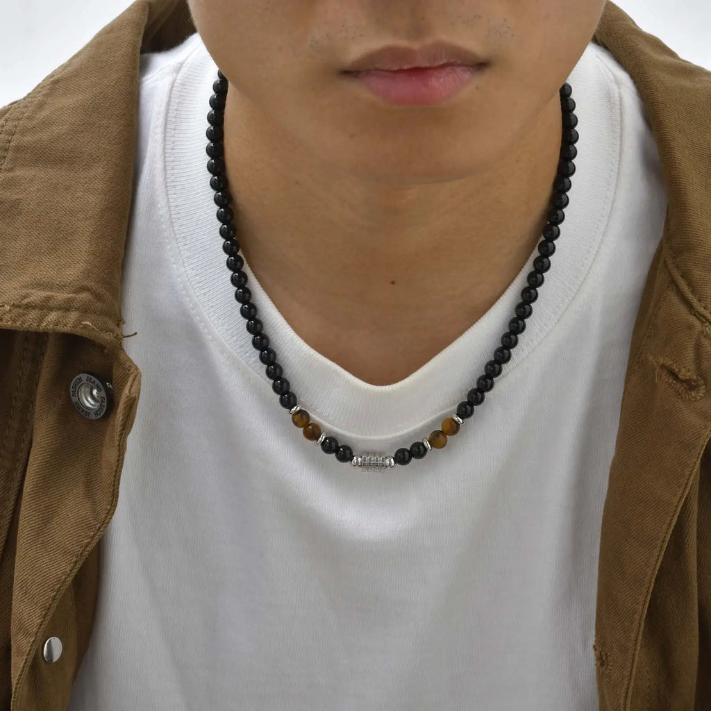 Collier oeil de tigre boucle OT vintage