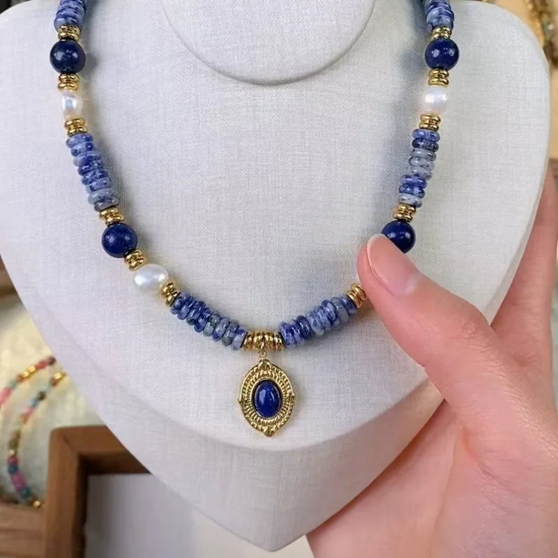 Bracelet lapis lazuli et perle d'eau douce