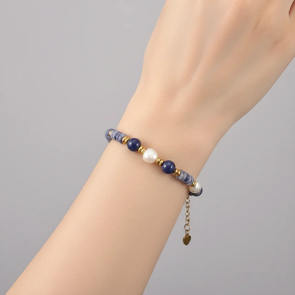 Bracelet lapis lazuli et perle d'eau douce
