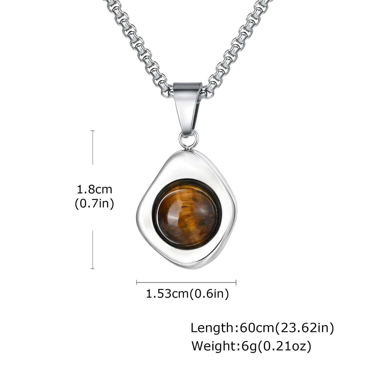 Collier oeil de tigre et agate pendentif irrégulier