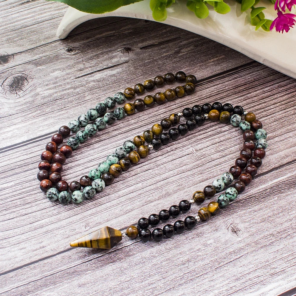 Mala tibétain onyx et turquoise africaine