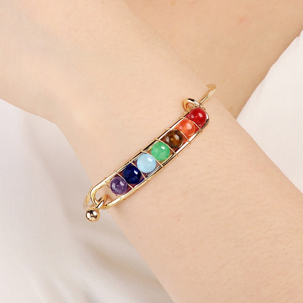 Bracelet 7 chakras plaqué or