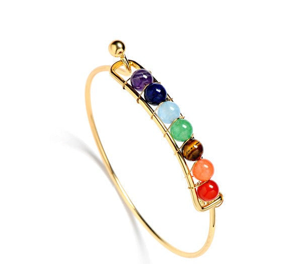 Bracelet 7 chakras plaqué or