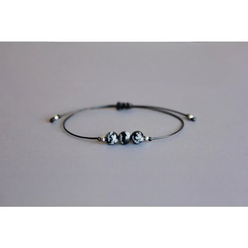 Bracelet obsidienne neigeuse minimaliste