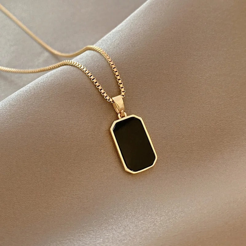 Pendentif tourmaline noire en acier inoxydable