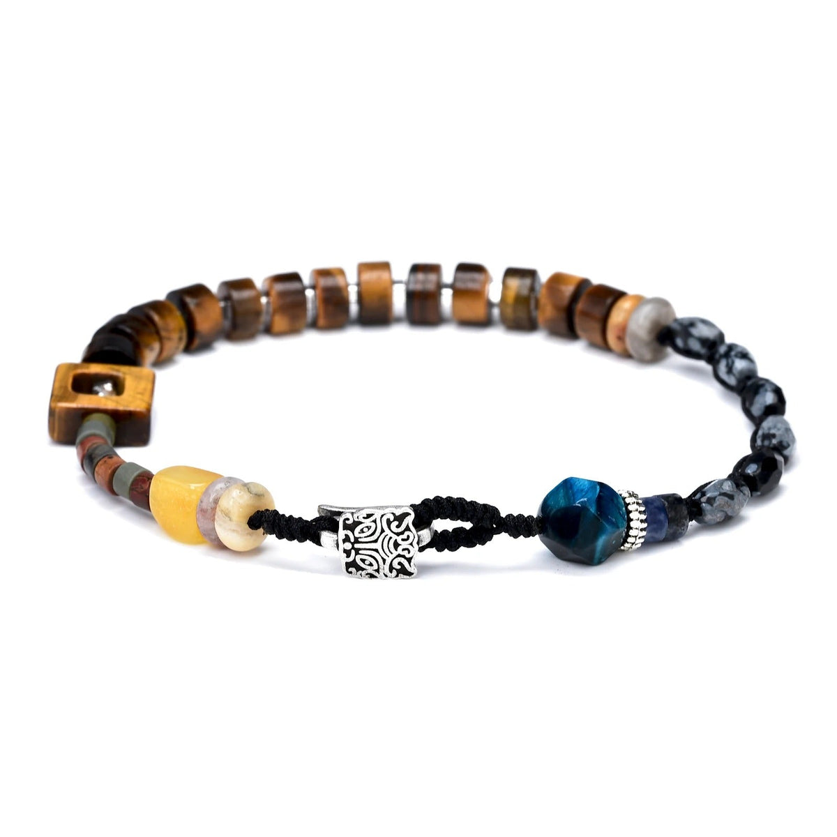 Bracelet oeil de tigre et obsidienne Feng Shui