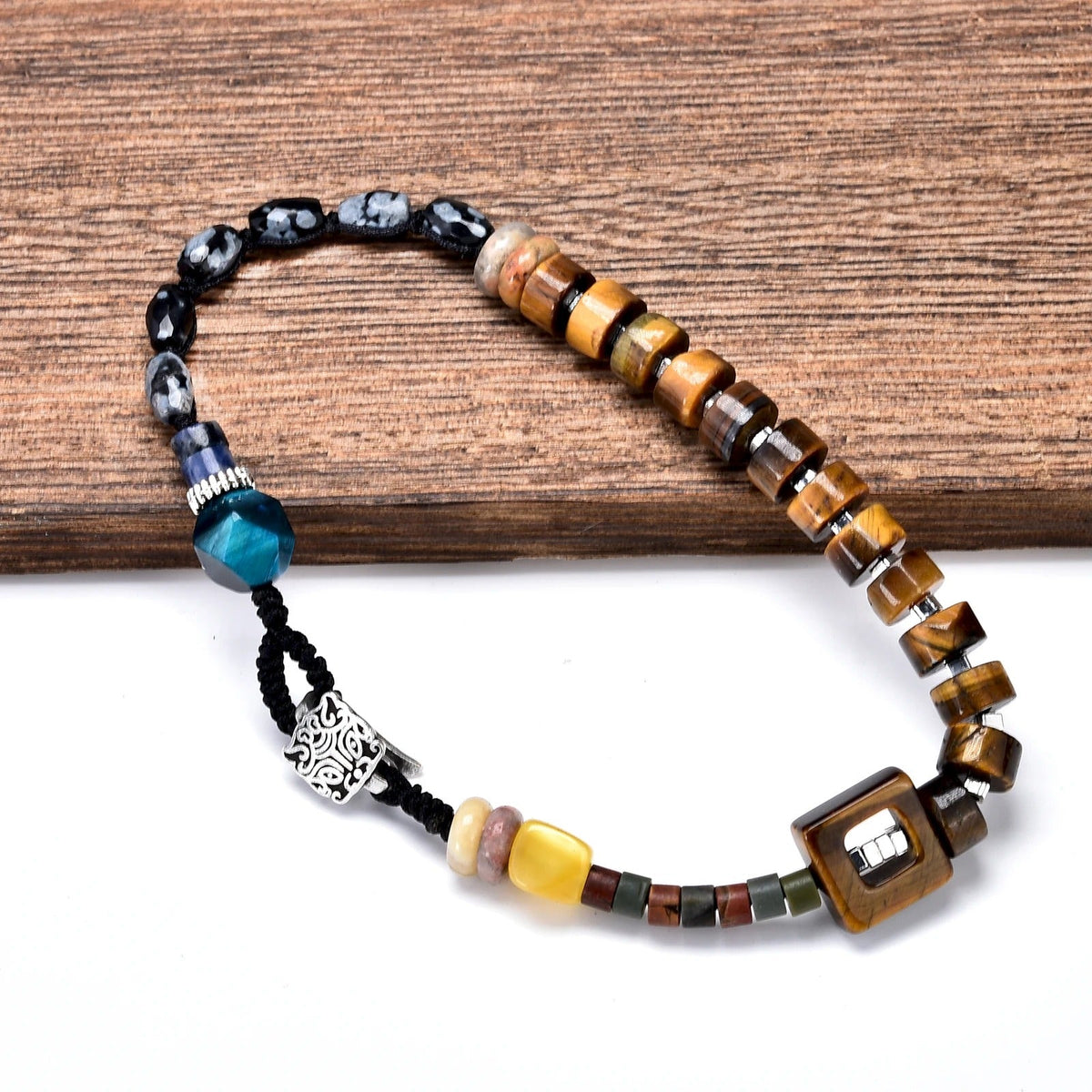 Bracelet oeil de tigre et obsidienne Feng Shui
