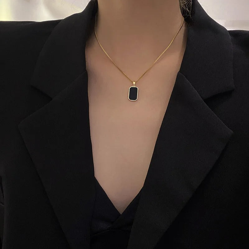 Pendentif tourmaline noire en acier inoxydable