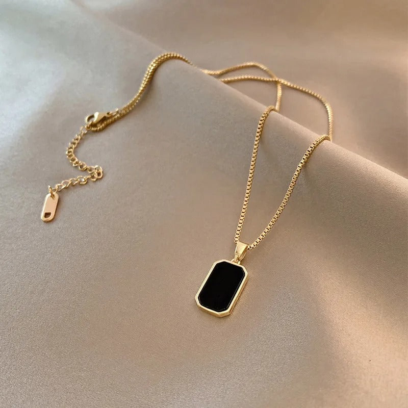 Pendentif tourmaline noire en acier inoxydable