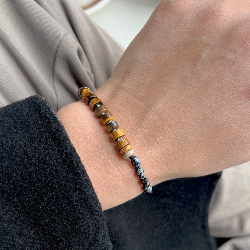 Bracelet oeil de tigre et obsidienne Feng Shui