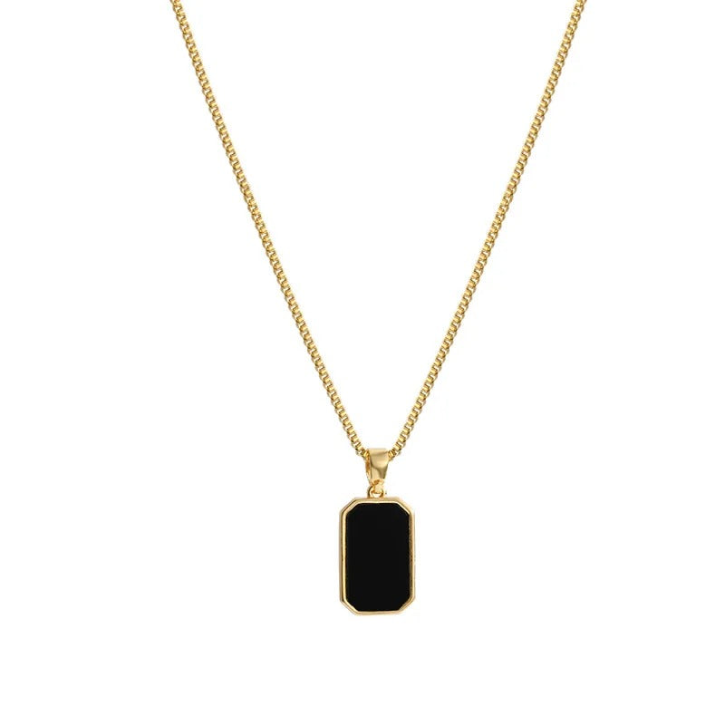 Pendentif tourmaline noire en acier inoxydable
