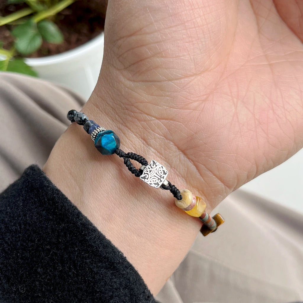 Bracelet oeil de tigre et obsidienne Feng Shui